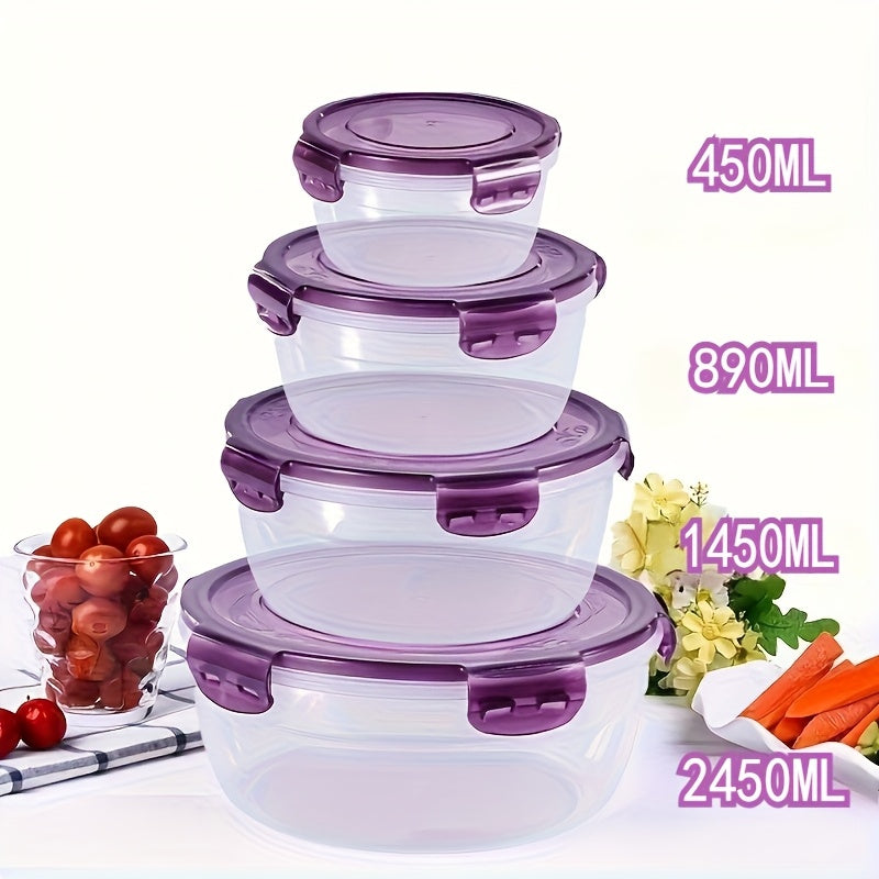 [Large Capacity Food Containers] 3/4pcs Large Capacity, Air-tight Plastic Refrigerator Storage Boxes | Keeps Fruit, Vegetable, Meat, Egg, Dumpling Fresh - Fresh-keeping, Easy-to-Clean, Stackable, Space-saving Kitchen Food Containers