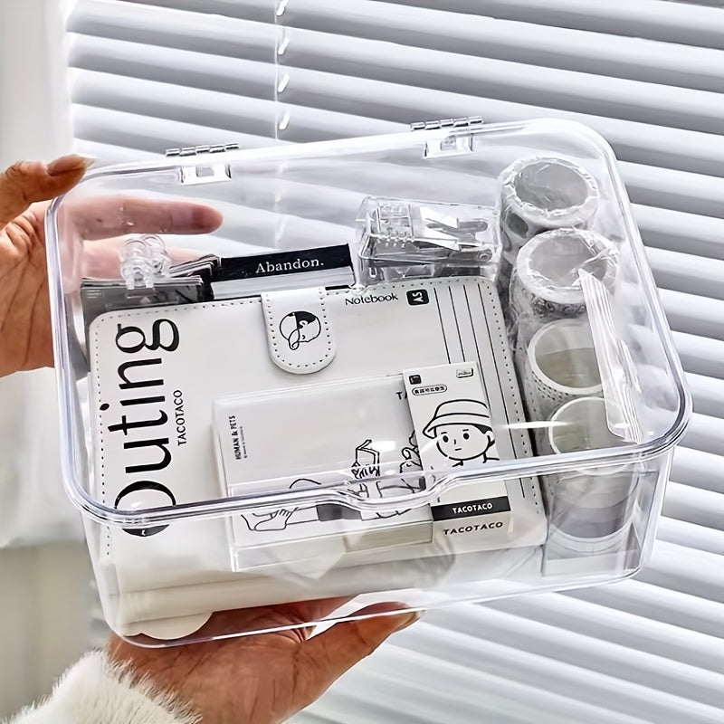 2-6pcs Large Stackable Storage Boxes, Transparent Plastic Storage Box with Lid, Home Office Additions Organizer, for Kitchen Food, Cosmetics, Makeup, Office Additions, Stationery, Desk & Drawer Organizer for Home Storage