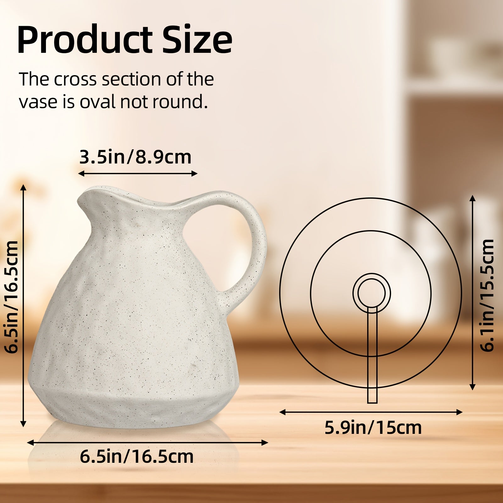 Smart Ceramic Flower Vase – tabletop floral display and modern home decor, TOMNK Ceramic Vase Ceramic Pitcher Vase for Flowers Farmhouse Vase for Table, designed for American homes and practical gifting