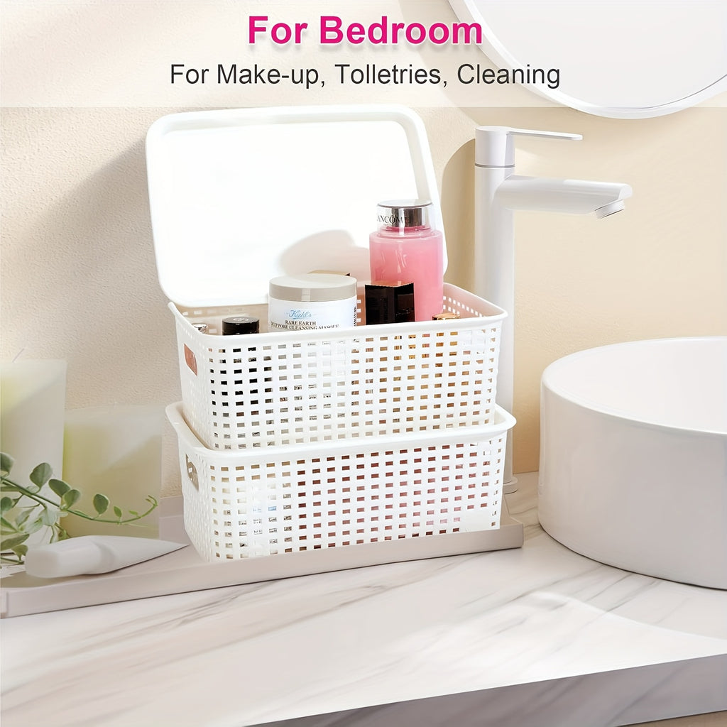 Storage Bins – 6/10 Pack Plastic Storage Baskets with Lids, Storage Boxes for Organization, Stack