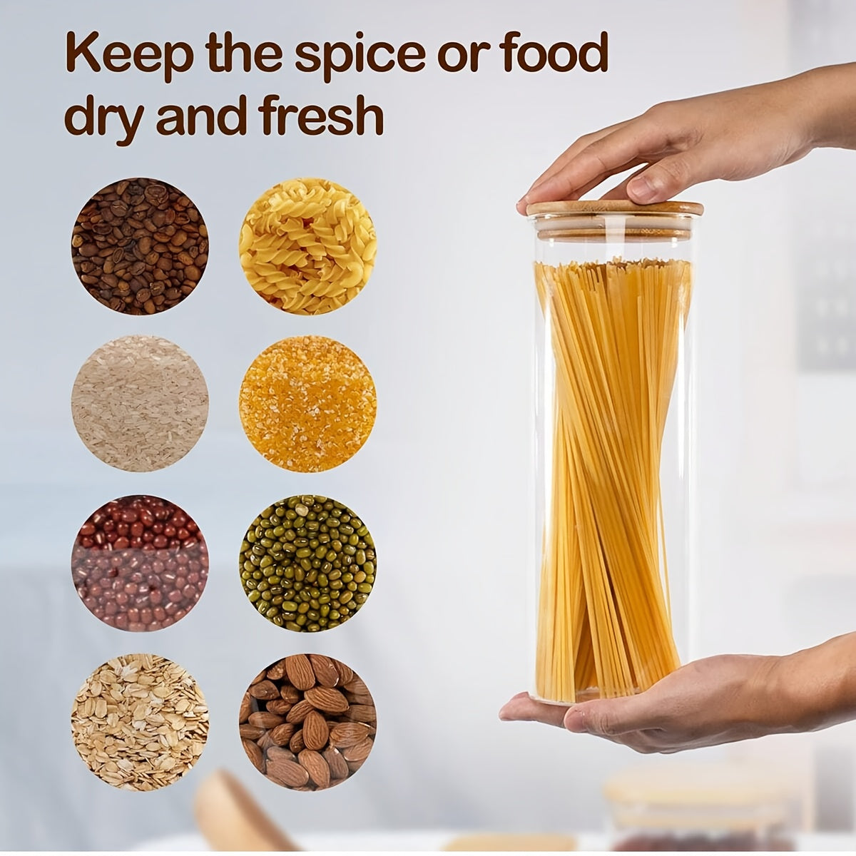 Easy-Access 3/6pcs Airtight Storage Jar Set – clear reusable pantry storage, 3 6pcs Glass Food Storage Jars With Lids 66OZ 1400ML Large Capacity Perfect For, designed for American homes, daily convenience and practical gifting
