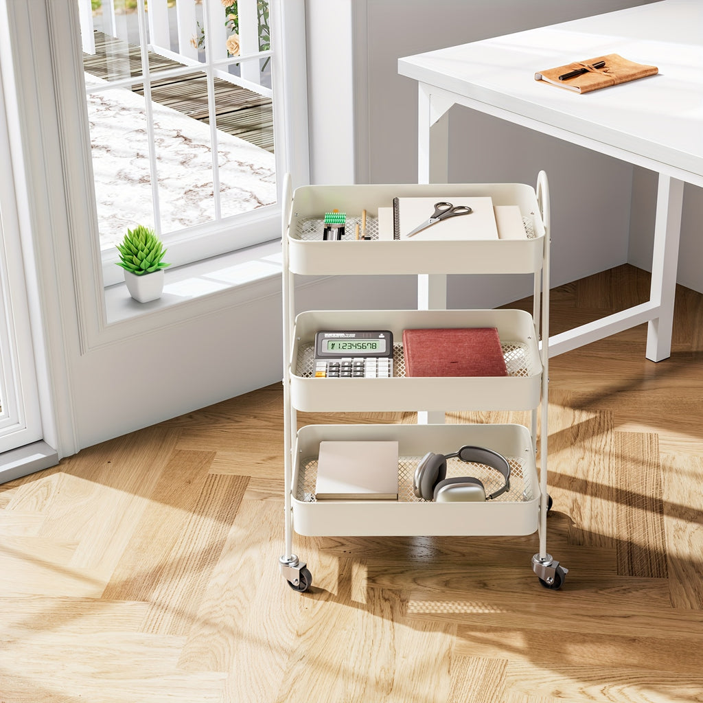Smart 3 Tier Adjustable Home Storage Rack – durable multi-purpose storage, 3 Tier Rolling Storage Cart Metal Trolley Utility Cart With Wheels Hooks Easy Assembly, designed for American homes, daily convenience and practical gifting