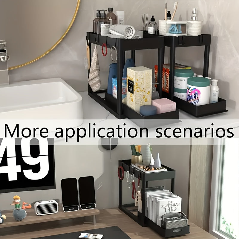 Multi-Purpose 2pcs Adjustable Kitchen Storage Rack – multi-purpose organization, durable space-saving design, designed for American kitchens, pantries, apartments, home organization, daily use and practical gifting