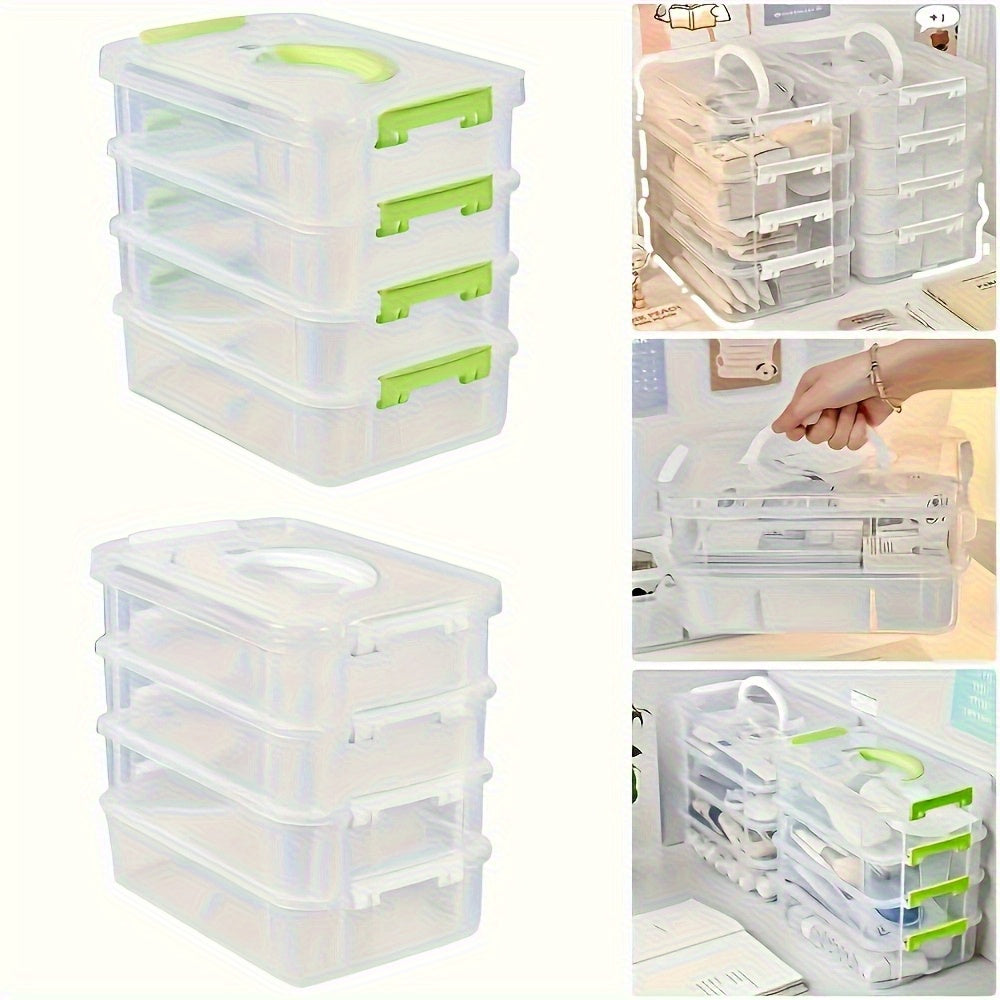 Easy-Access Stackable Storage Drawer – smooth-access cabinet organization, Stackable Large-capacity Transparent Plastic Storage Box With Lid And Handle Compartmentalized Drawer Design Ideal, designed for American homes, daily convenience and practica