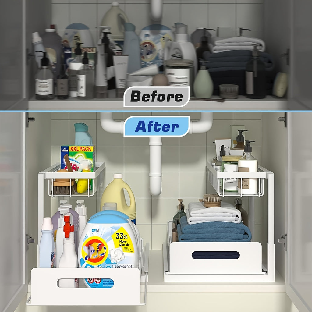 Smart 1 PACK Pull-Out Cabinet Organizer – smooth-access cabinet organization, 2-Tier Under Sink Organizers And Storage Under Sink Organizer Slide Out Pull Out Cabinet, designed for American homes, daily convenience and practical gifting
