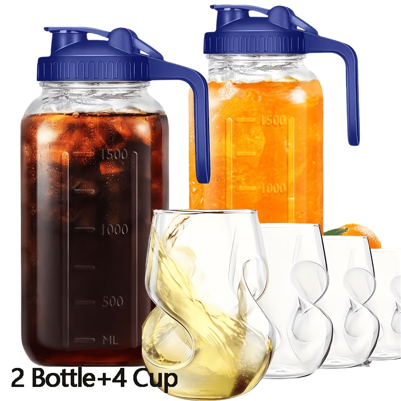 Drinkware – 2-Pack 3-Pack 64Oz Glass Pitcher with Handle for Outdoor Entertaining Leak-Proof
