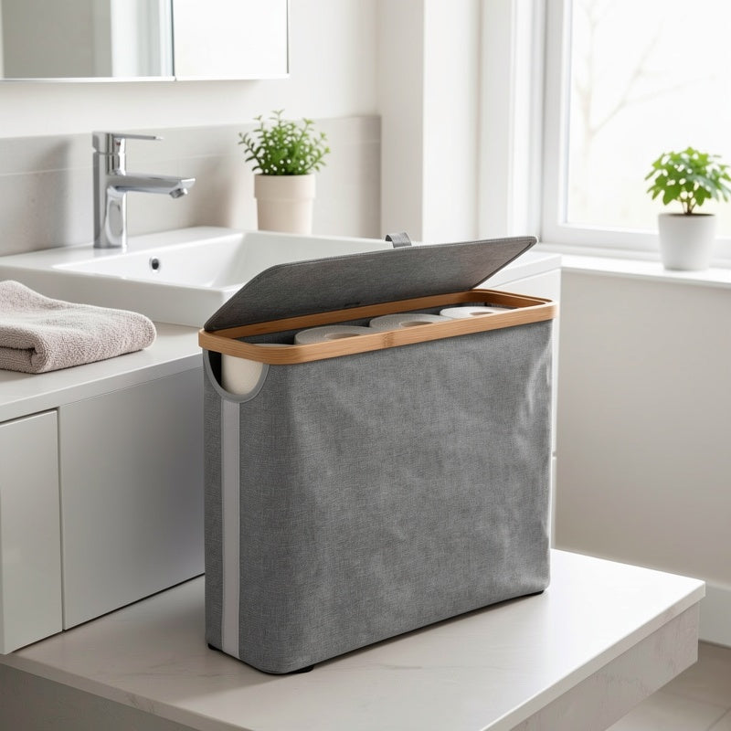 Toilet Paper Basket, Toilet Paper Storage - Ultimate Bathroom Storage with Lid, Large Toilet Paper Holder Can Hold 9 Rolls, Bathroom Toilet Paper Storage Cabinet, Toilet Paper Storage Containers