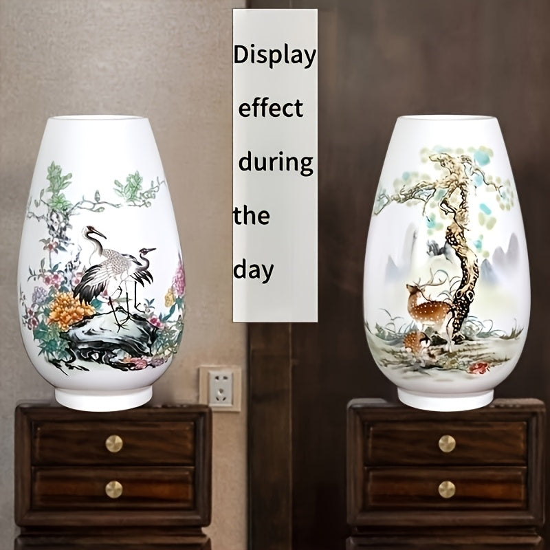 2pcs Luminous Ceramic Vase Made In Jingdezhen, China Vase Ornaments Suitable for Home Desktop, Living Room, Office, Wedding, Holiday Party, Hand-decorated Vase, Home Decoration