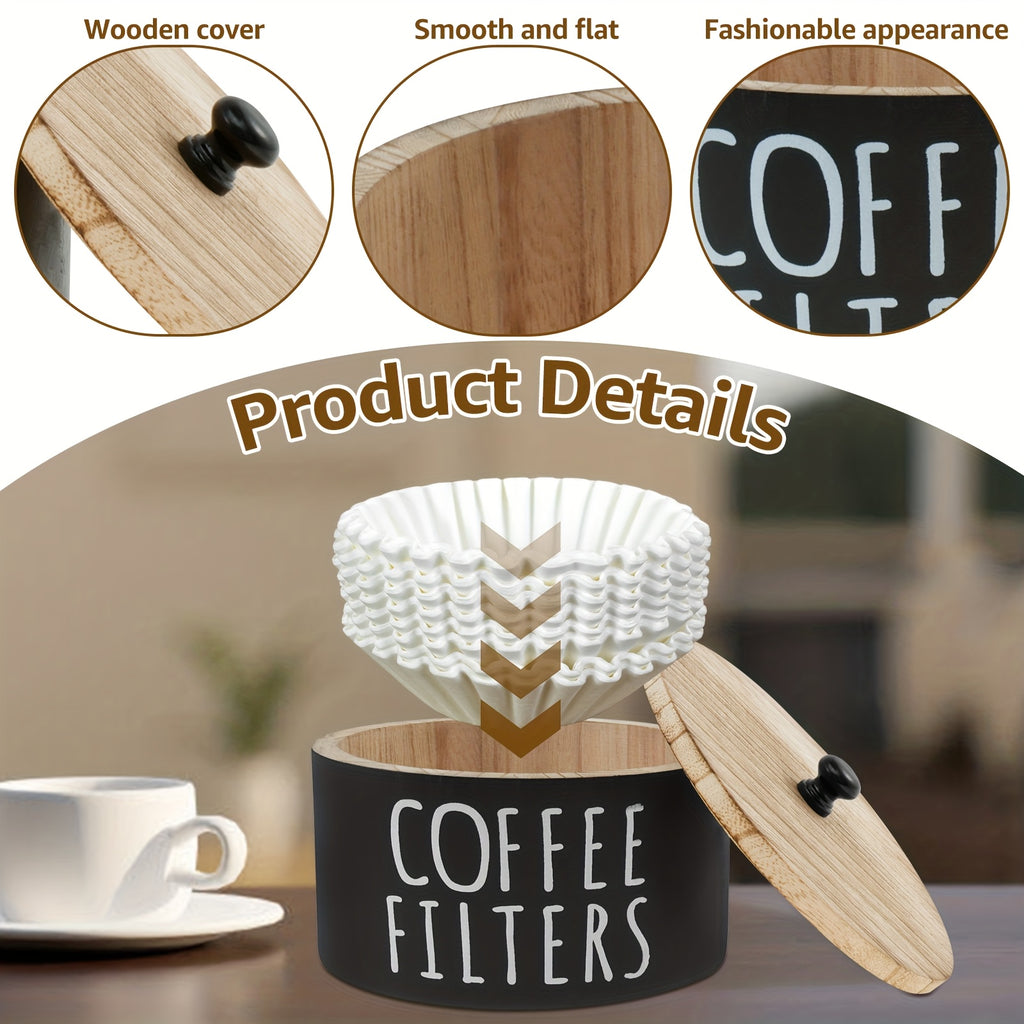 Modern Stackable Home Storage Bins – portable space-saving storage, Coffee Filter Holder Wooden Large Capacity Rustic Coffee Filter Storage Case Dispenser with Bamboo, designed for American homes, daily convenience and practical gifting