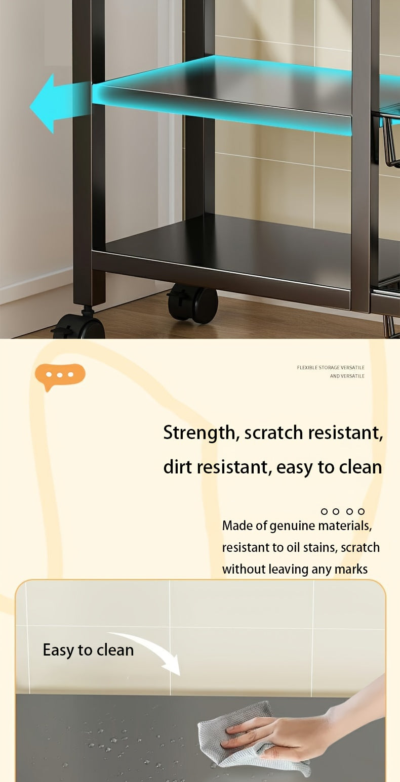 Smart 1pc Adjustable Home Storage Rack – durable multi-purpose storage, 1pc Movable Storage Rack Adjustable 4-Storey Kitchen Shelf with 3 Wire Baskets Kitchen Organizer, designed for American homes, daily convenience and practical gifting