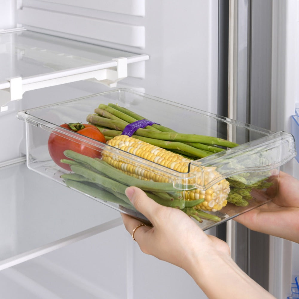Heavy-Duty Stackable Storage Drawer – smooth-access cabinet organization, One Transparent Refrigerator Drawer Organizer Thickened Plastic Egg Storage Rack Suitable for Shelves Dividers, designed for American homes, daily convenience and practical gif