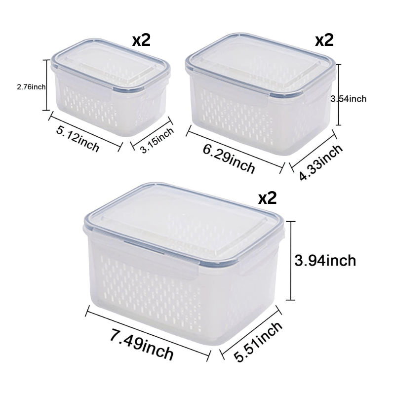 Easy-Access 6 Pack Refrigerator Storage Organizer – easy-access fridge organization, 6 Pack Fridge Food Storage Container Set with Lids with Strainer Plastic Fresh Produce, designed for American homes, daily convenience and practical gifting