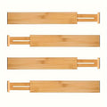 4pcs Versatile Bamboo Drawer Dividers - Expandable & Adjustable Organizers For Home Efficiency - Neat Storage Solution For Kitchen, Bedroom, Wardrobe & Cabinet