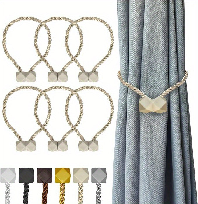 Heavy-Duty Home Storage Organizer – space-saving everyday organization, 6-Pack Heavy-Dstrong Magnetic Curtain Tiebacks with Magnetic Closure - Strong Hold for Thick Thin, designed for American homes, daily convenience and practical gifting