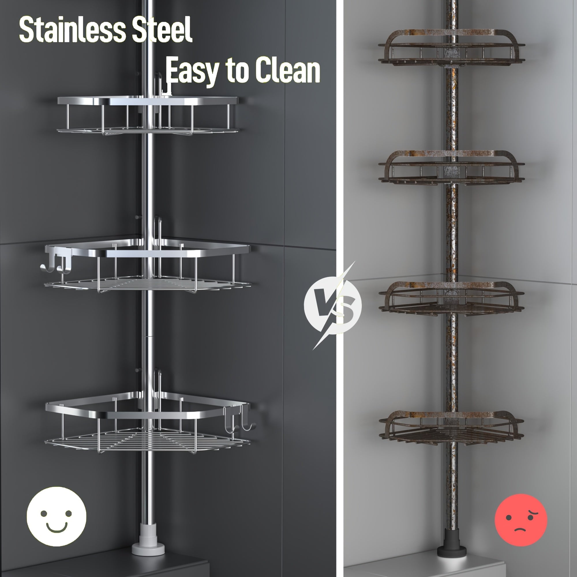 Bathroom Organizer – Corner Shower Caddy Tension Pole, Shower Caddies for Modern US Homes, clutter-free convenience, Versatile Everyday Use and Thoughtful Housewarming Gift
