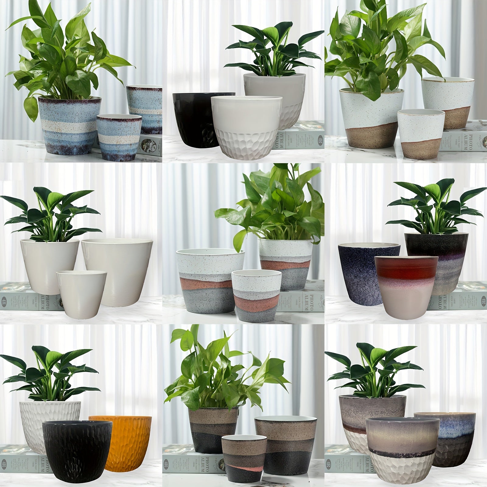 Premium 3pcs Decorative Flower Vase – tabletop floral display and modern home decor, 3pcs Set PolyStone Modern Round Planters - Lightweight Weather-Resistant Indoor Outdoor Flower Pots with, designed for American homes, daily convenience and practica