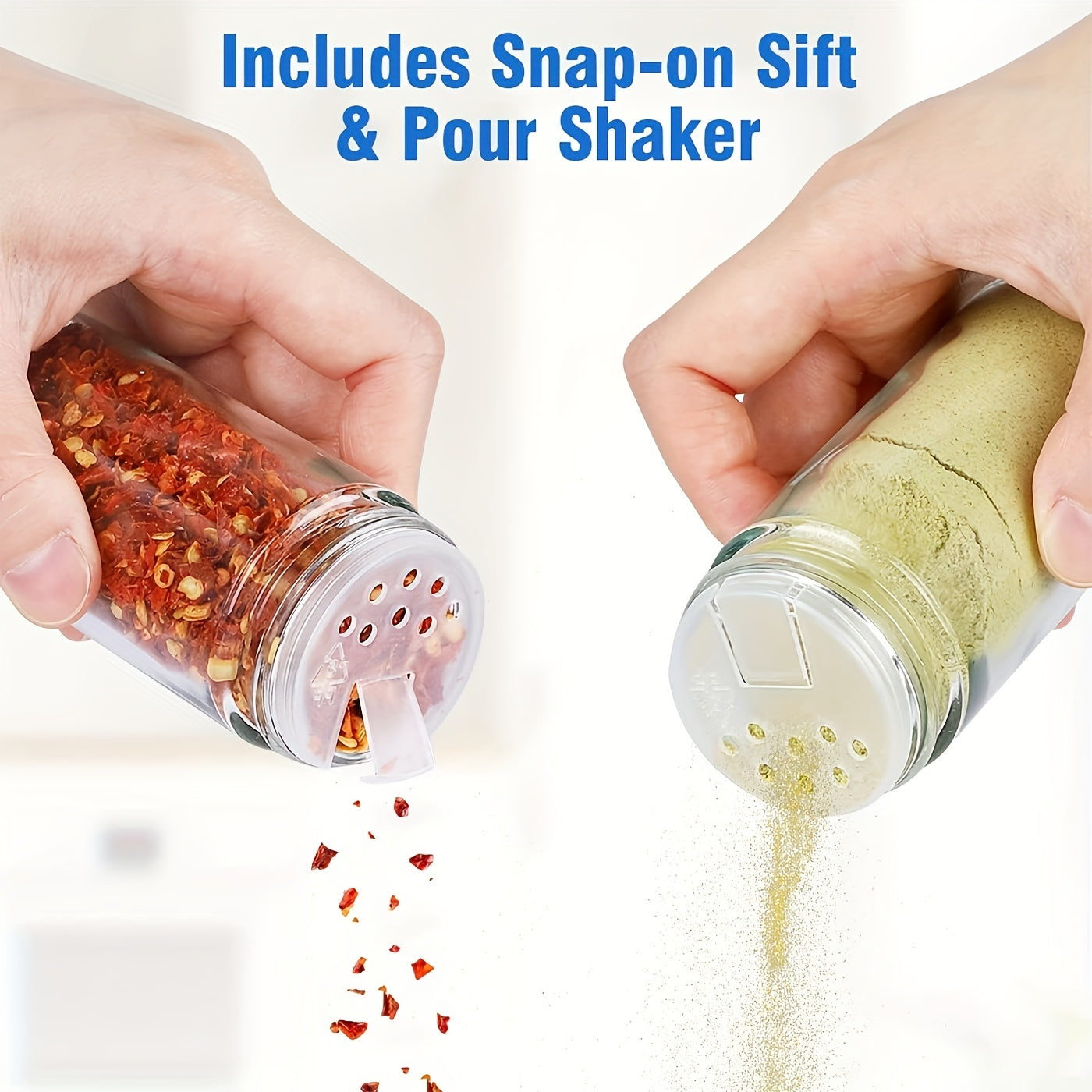 Spice Rack Organizer with Jars for Cabinet Revolving/Rotating Seasoning Organizer, Stainless Steel/Wooden Countertop Rack Tower Organizer for Kitchen Pantry with Reusable Labels/Funnel/Brushes