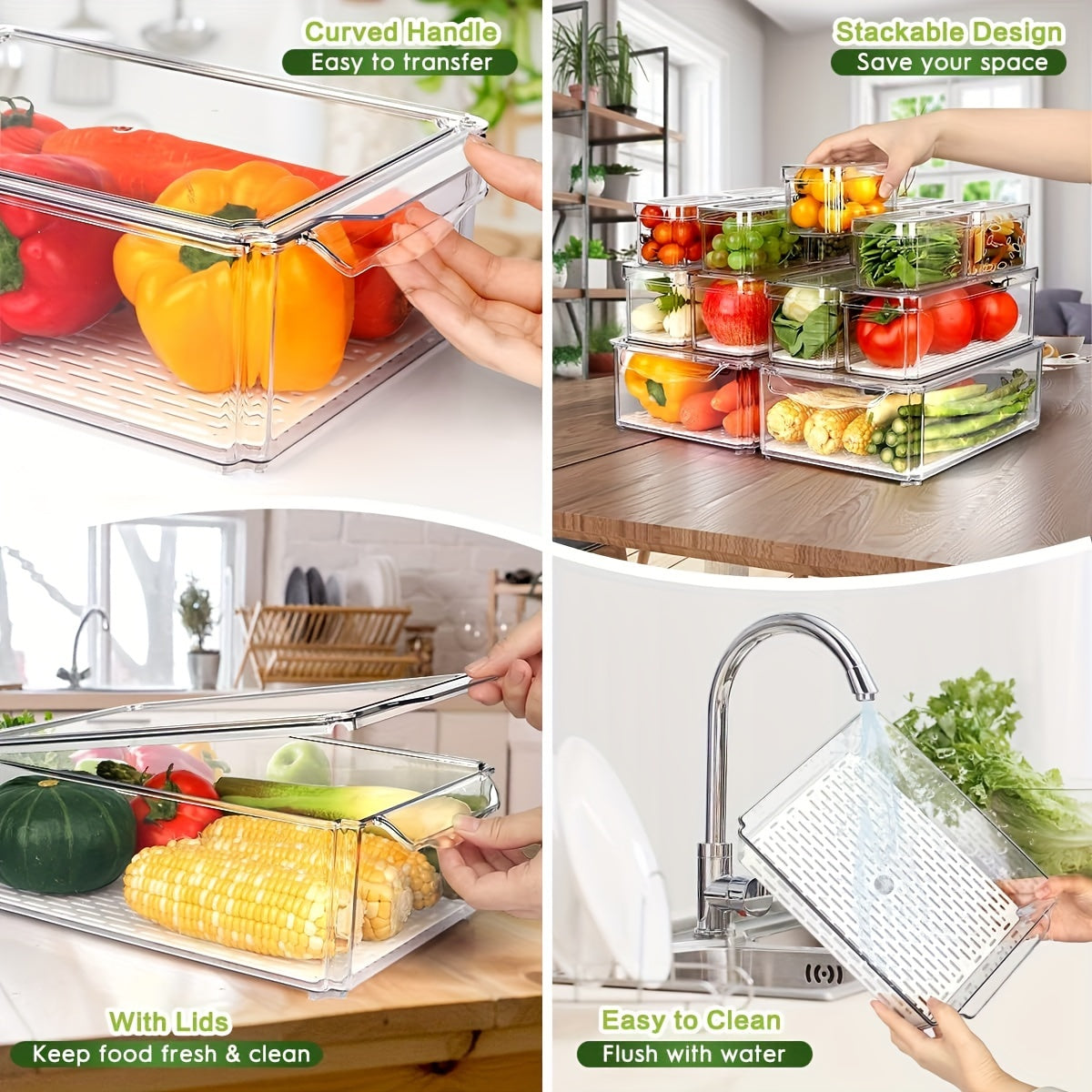 Premium 14 Pack Refrigerator Storage Organizer – easy-access fridge organization, 14 Pack Fridge Organizer Stackable Refrigerator Organizer Bins with Lids Fridge Organizers And Storage, designed for American homes, daily convenience and practical gif