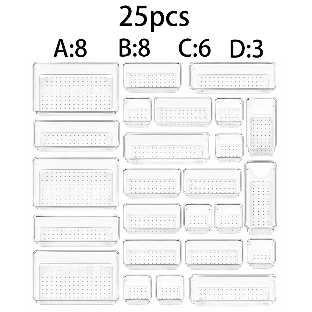 Heavy-Duty 11pcs Stackable Storage Drawer – smooth-access cabinet organization, 11pcs 23pcs 44pcs Deluxe Desktop Drawer Organizer Set - Transparent Multifunctional Storage Boxes for, designed for American homes, daily convenience and practical giftin