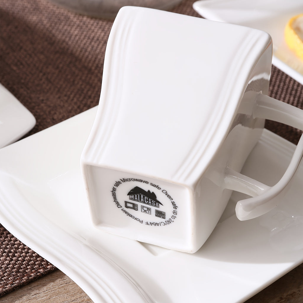Heavy-Duty 30pcs Reusable Drinkware Set – easy-access beverage storage, 30pcs White Porcelain Dinner Set with 6pcs Cup Saucer Dessert Soup Dinner Plate Tableware, designed for American homes, daily convenience and practical gifting