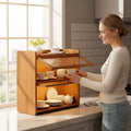 Space-Saving Countertop Bread Storage Box – fresh-bread countertop organization, Kitchen Countertop Bread Box Wooden Bread Storage Box Oven Rack with 2-Tier Bread Box, designed for American homes, daily convenience and practical gifting
