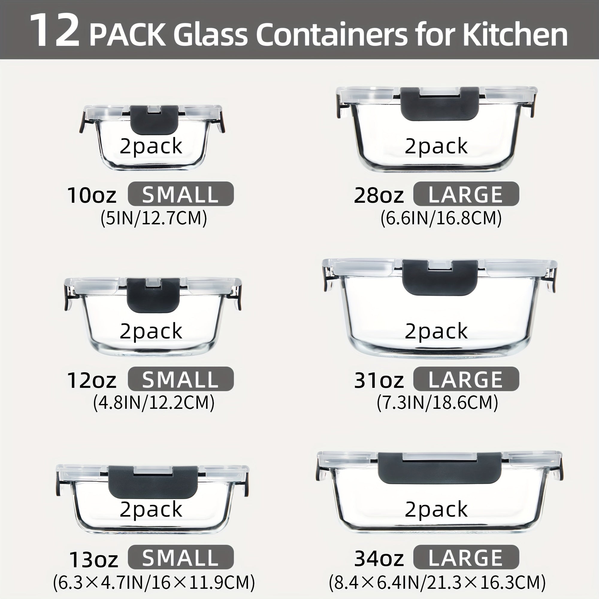 Smart 24pcs Glass Meal Prep Container Set – leak-resistant reusable meal prep, 24pcs 12 Lids 12 Glass Bowl Borosilicate Glass Food Storage Containers with Airtight Lids, designed for American homes, daily convenience and practical gifting