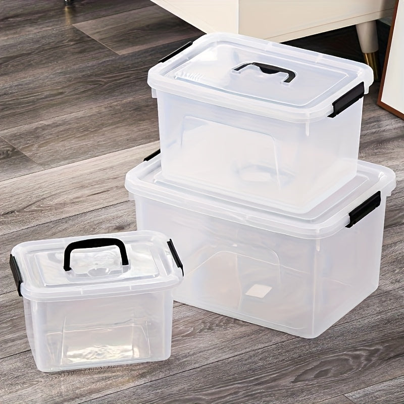 Easy-Access 6pcs Stackable Home Storage Bins – portable space-saving storage, 6pcs Stackable Transparent Plastic Large Capacity Storage Box Covered Storage Box - Suitable for, designed for American homes, daily convenience and practical gifting