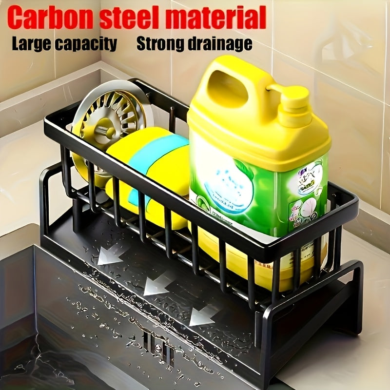Stainless Steel Kitchen Sink Caddy With Drainage, 304 Stainless Steel Kitchen Sink, Sink Caddy With Drainage For Dishwashing Brush, Sponge, Soap And Scrubbing Accessories, Kitchen Accessories, Kitchen Organizers And Storage
