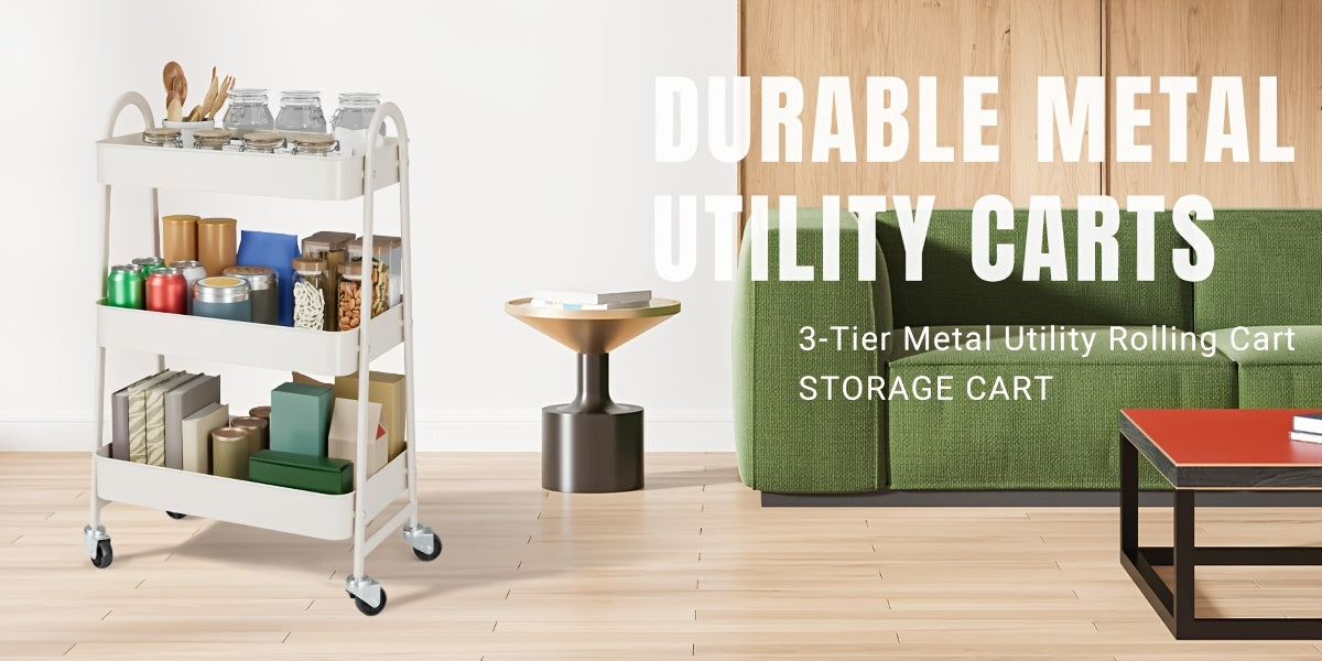 Smart 3 Tier Adjustable Home Storage Rack – durable multi-purpose storage, 3 Tier Rolling Storage Cart Metal Trolley Utility Cart With Wheels Hooks Easy Assembly, designed for American homes, daily convenience and practical gifting