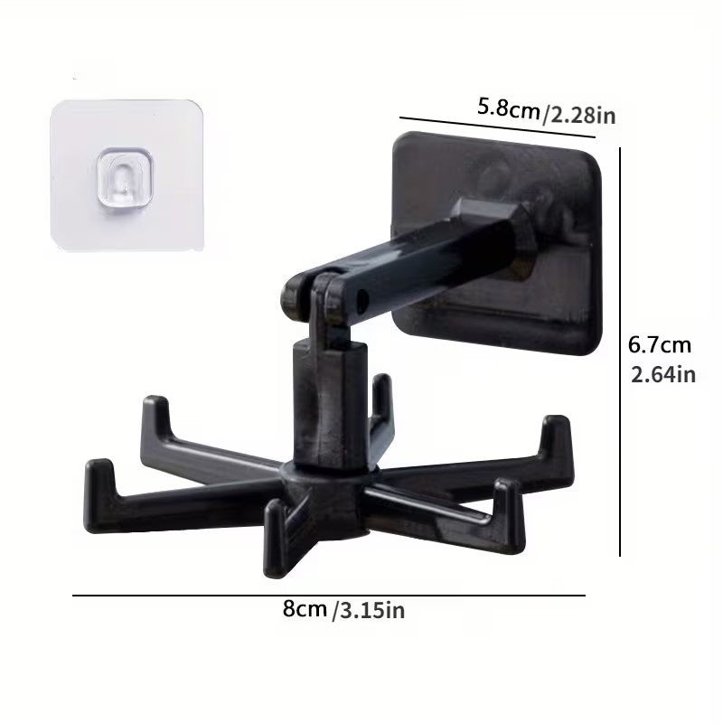 Heavy-Duty Adjustable Home Storage Rack – durable multi-purpose storage, 5-Pack Drill-Free Rotating Folding Hanger Bracket - Wall-Mounted 360-Degree Flip Hanger Drill-Free Installation Space-Saving, designed for American homes, daily convenience and