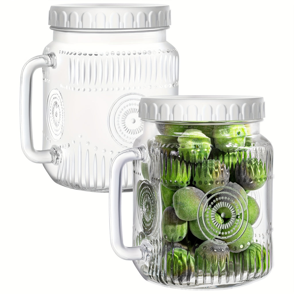 Space-Saving 74 Oz Mason Jar Set – clear reusable pantry storage, Amzcku 2 Set of Large Glass Mason Jars 74 Oz Wide Opening with Lid, designed for American homes, daily convenience and practical gifting