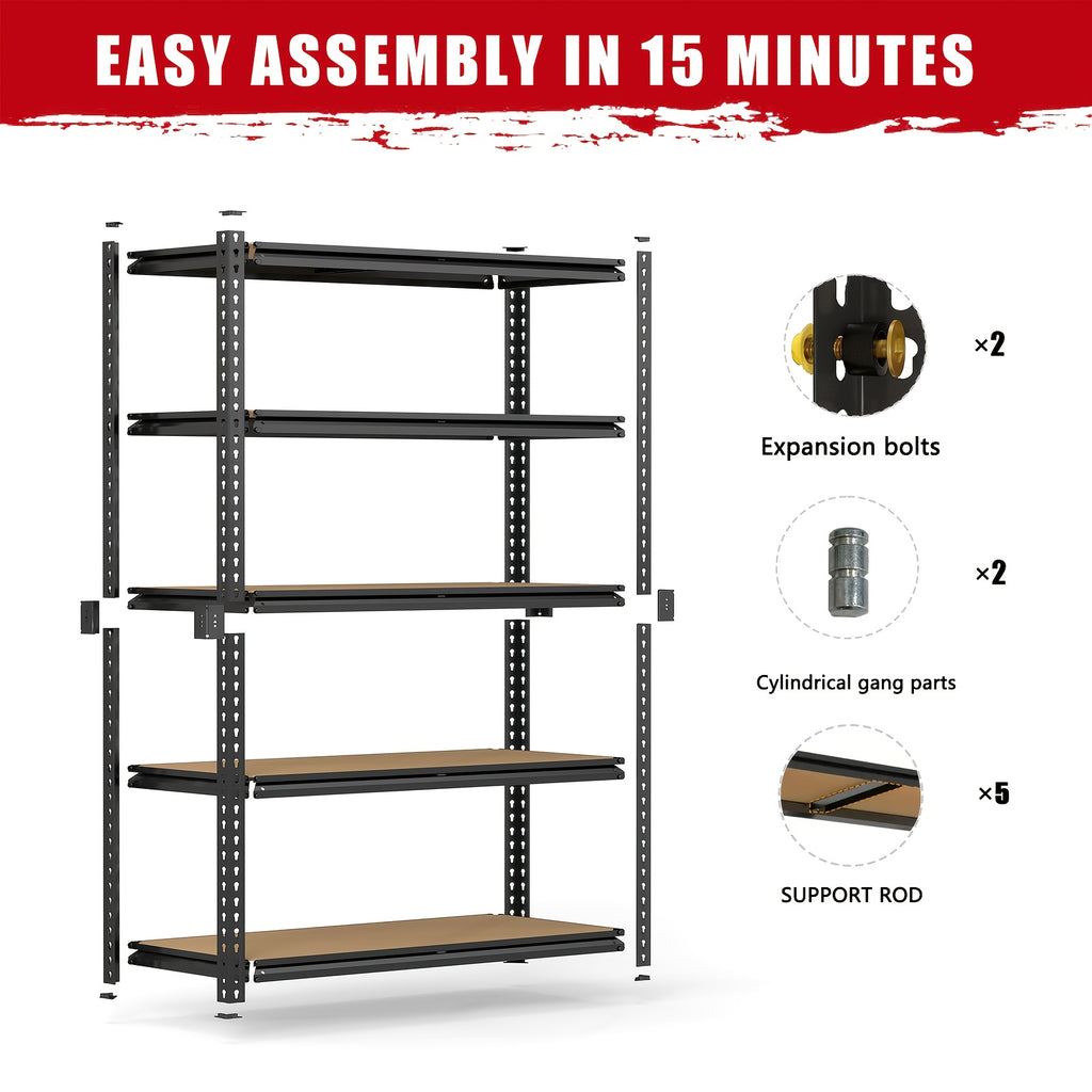 Compact 5 Tier Adjustable Home Storage Rack – durable multi-purpose storage, 2000LBS for garage Shelving Storage Shelves Heavy Duty Shelving 5 Tier Metal Shelving Units, designed for American homes, daily convenience and practical gifting