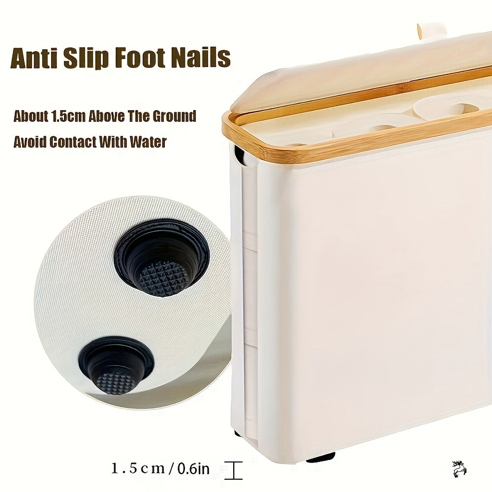 Space-Saving Stackable Home Storage Bins – portable space-saving storage, Bamboo Toilet Paper Holder with Lid - Foldable Bathroom Storage Box Independent Organizer That, designed for American homes, daily convenience and practical gifting