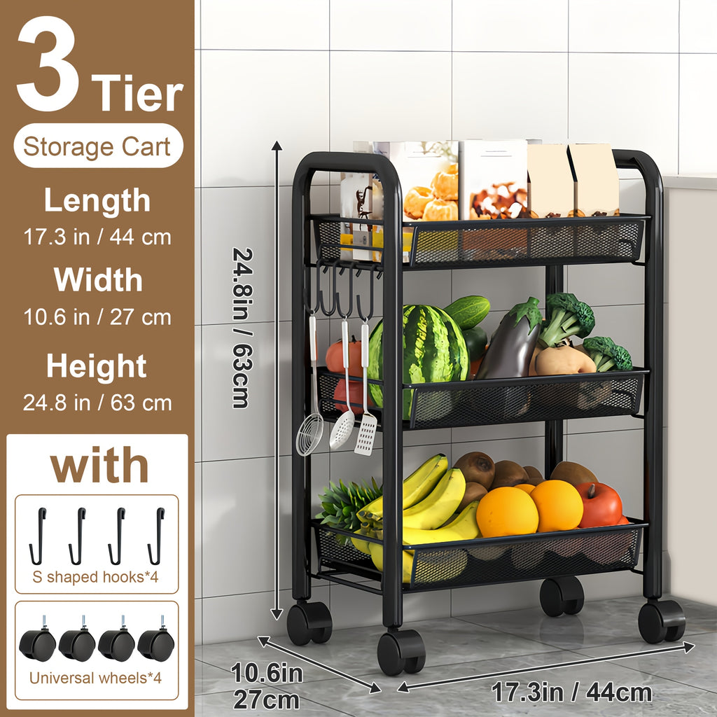 Versatile 1pc Adjustable Home Storage Rack – durable multi-purpose storage, 1pc 3 4 5 Tier Swivel Kitchen Storage Cart - Durable Carbon Steel Storage, designed for American homes, daily convenience and practical gifting