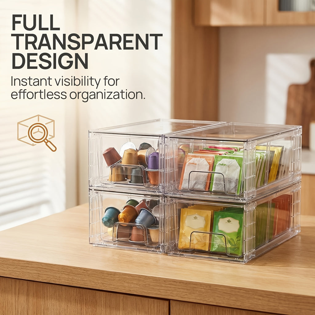 Modern 4/6/8/10 Pack Pull-Out Cabinet Organizer – smooth-access cabinet organization, Stackable Organizer Bins 4 6 8 10 Pack Clear Acrylic Food Storage Drawers With, designed for American homes, daily convenience and practical gifting