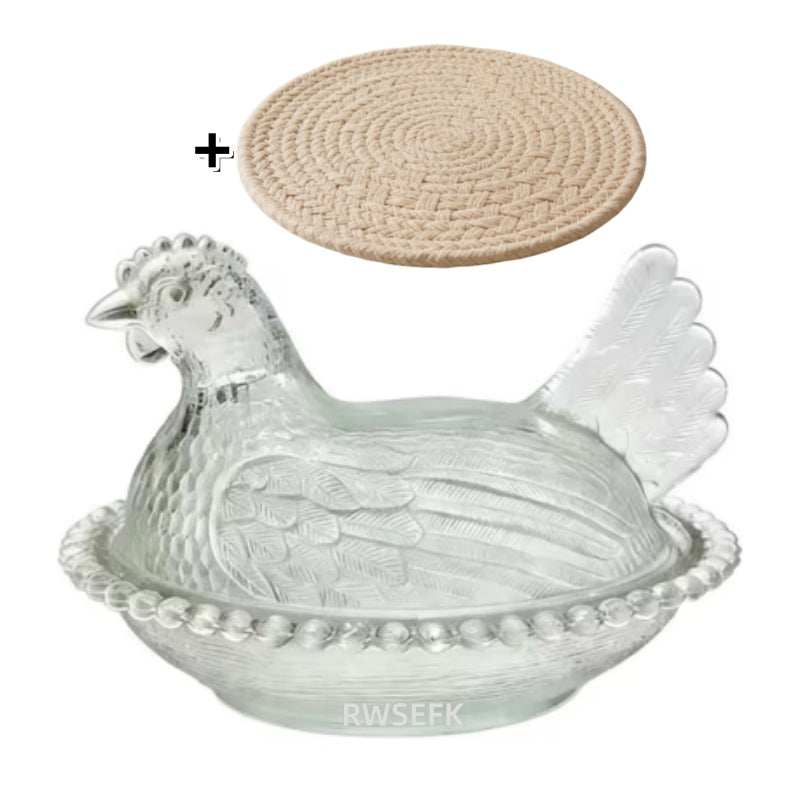 Smart Airtight Storage Jar Set – clear reusable pantry storage, Adorable Candy-Colored Chicken-Shaped Crystal Glass Storage Jar with Lid and Placemats - Perfect Table, designed for American homes, daily convenience and practical gifting