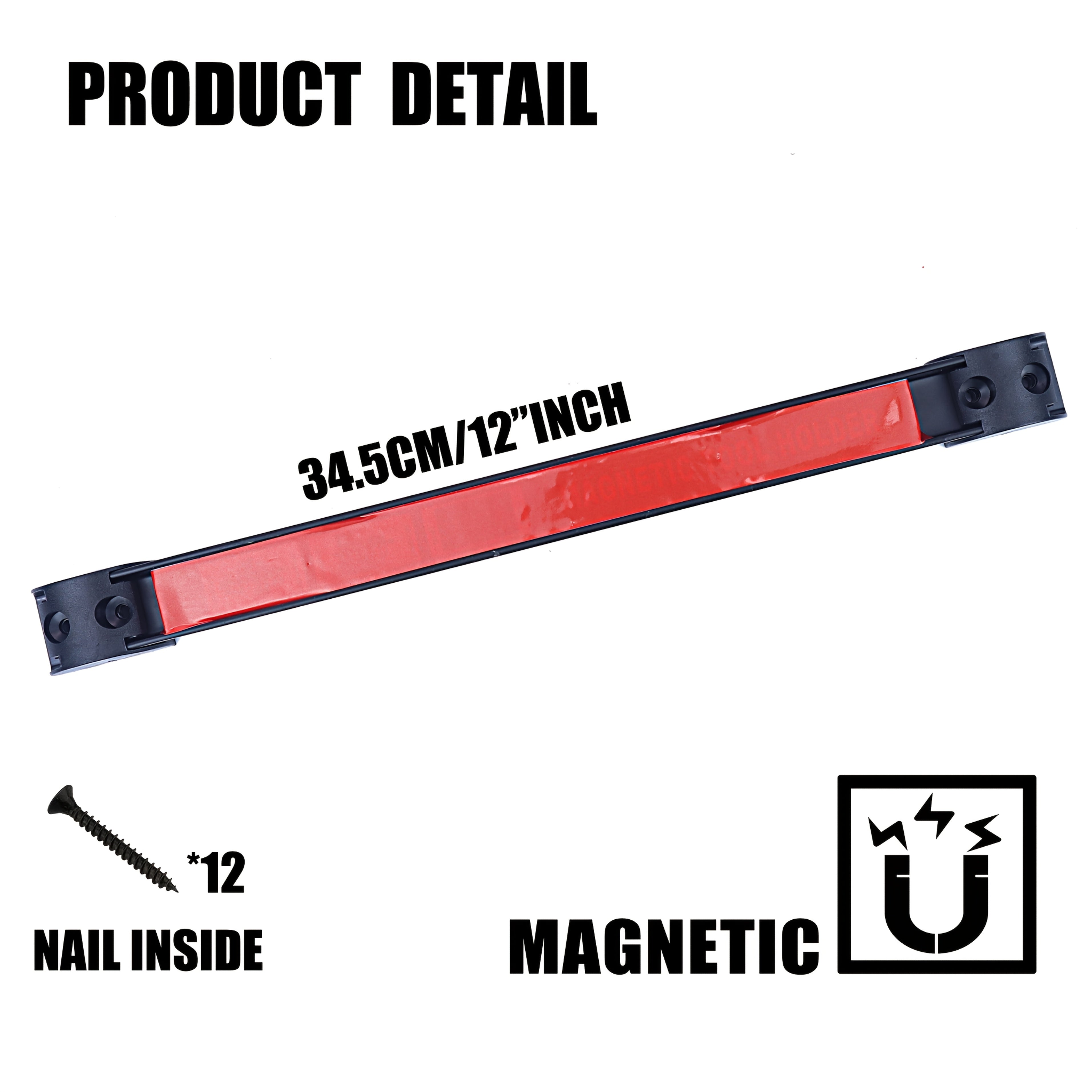 Garage Tool Organizer – 7pcs Magnetic Tool Holder, Red Magnetic Bars, And One Pc Magnetic Foldable Tray, 12"inch Long Holder, with 12pcs Screwer Inside, Clean And Get Rid Of Your Messy Works