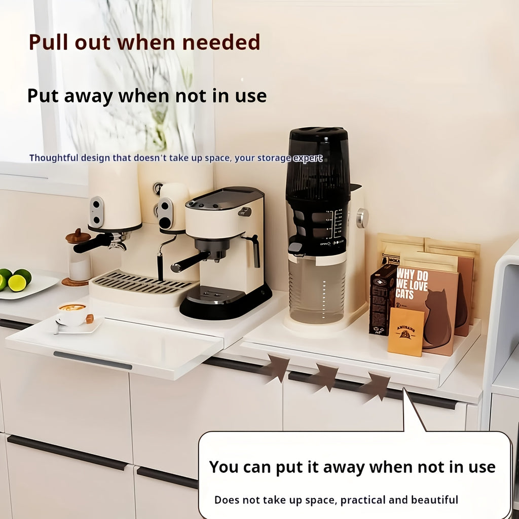 Adjustable 316Stainless Steel Kitchen Organizer Shelf(Black/ White), Space-Saving Pull-Out Shelf, Multi-Purpose Storage Rack For Microwave, Coffee Maker, Juicer, And More, Durable Kitchenware, Kitchen Storage Rack, Utility Racks