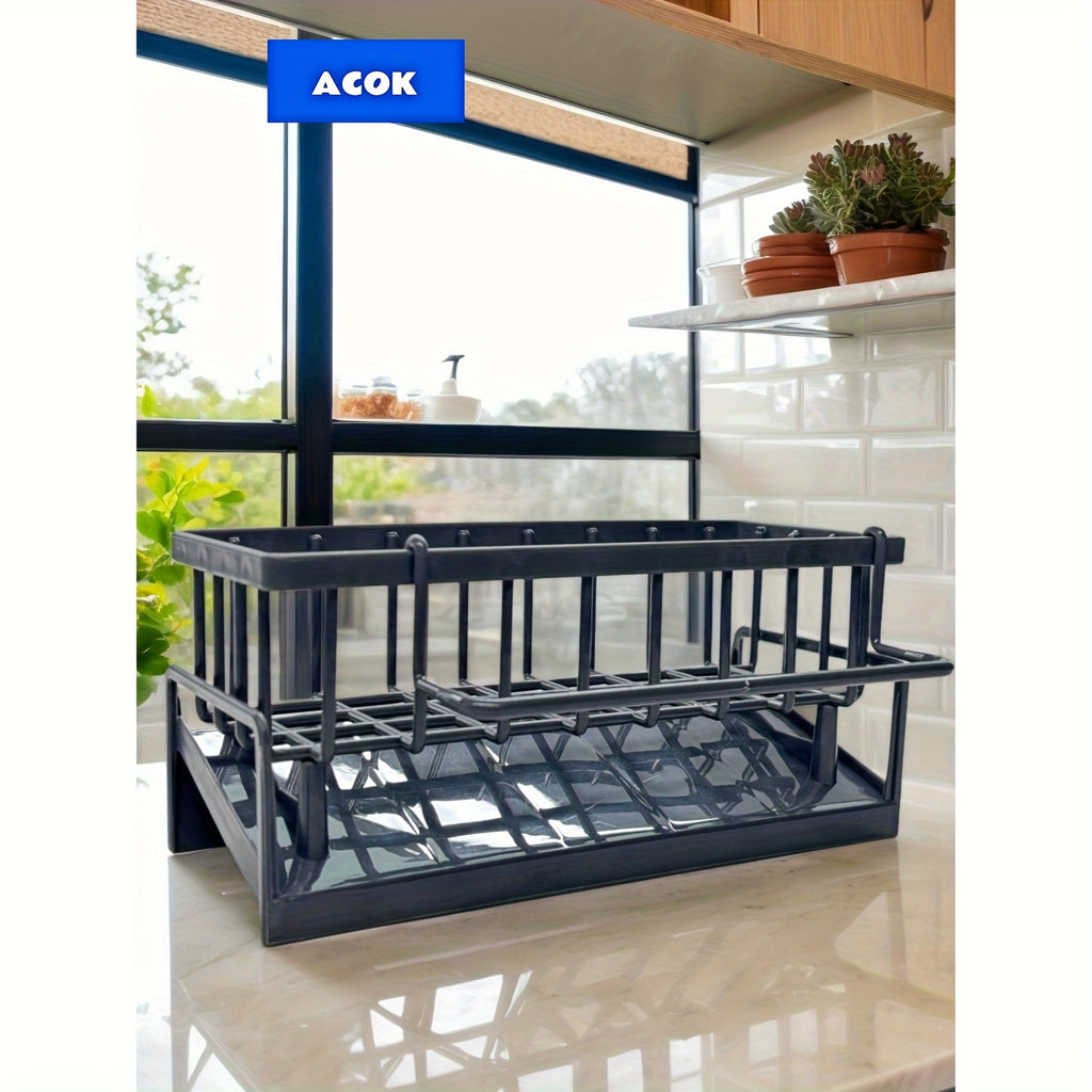 Kitchen Essential – Kitchen Sink Caddy with Drainage, Kitchen Sink Organizer with Removable Brush Holder, Sink Caddy with Drainage for Dishwashing Brush, Sponge, Soap And Scrubbing Additions