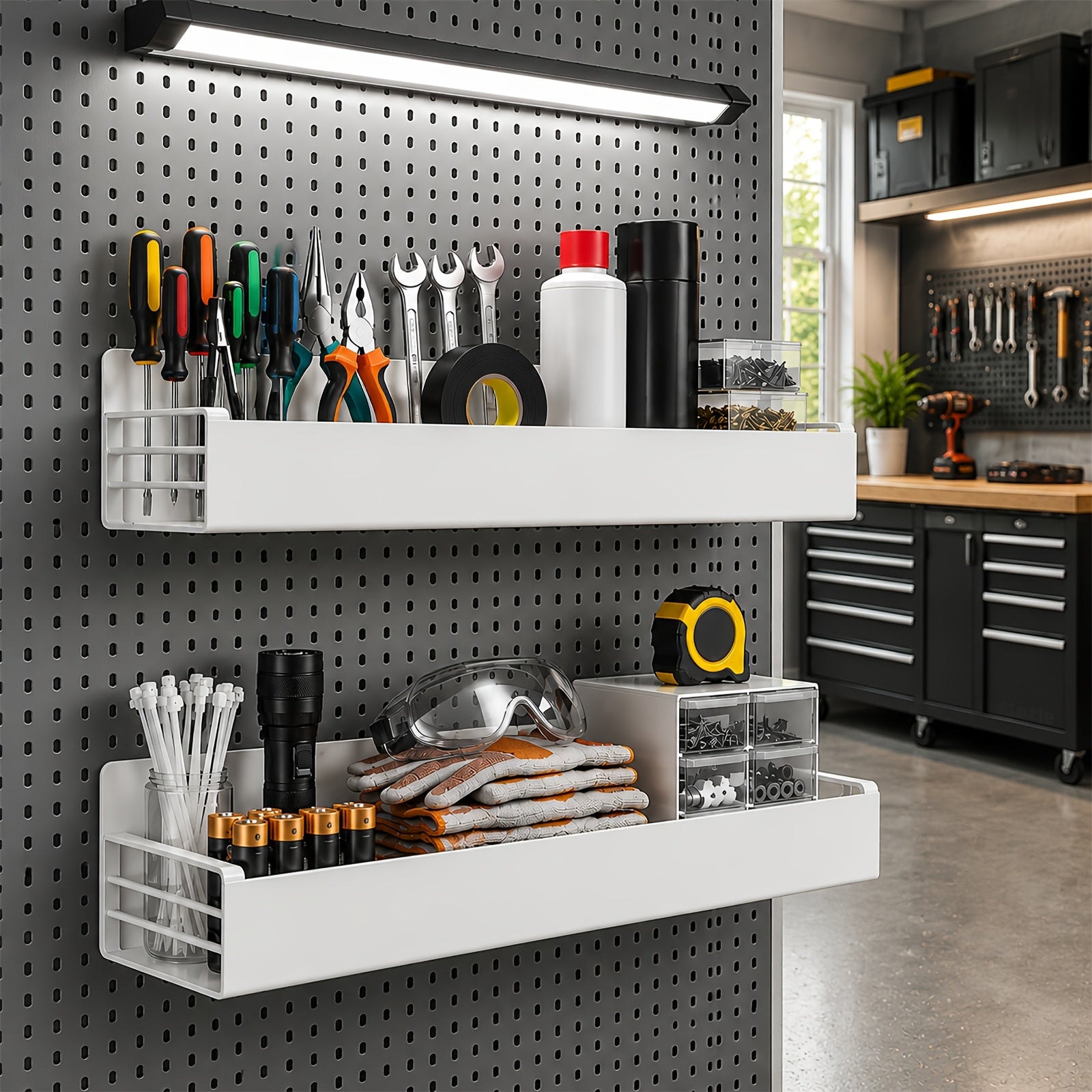 Kitchen Essential – 2/4pcs Strong Magnetic Shelves - Shelves, Magnetic Tool Racks, Suitable for Garages, Tool Rooms, Washing Machines, No Drilling Required for Installation, Can Be Used to H