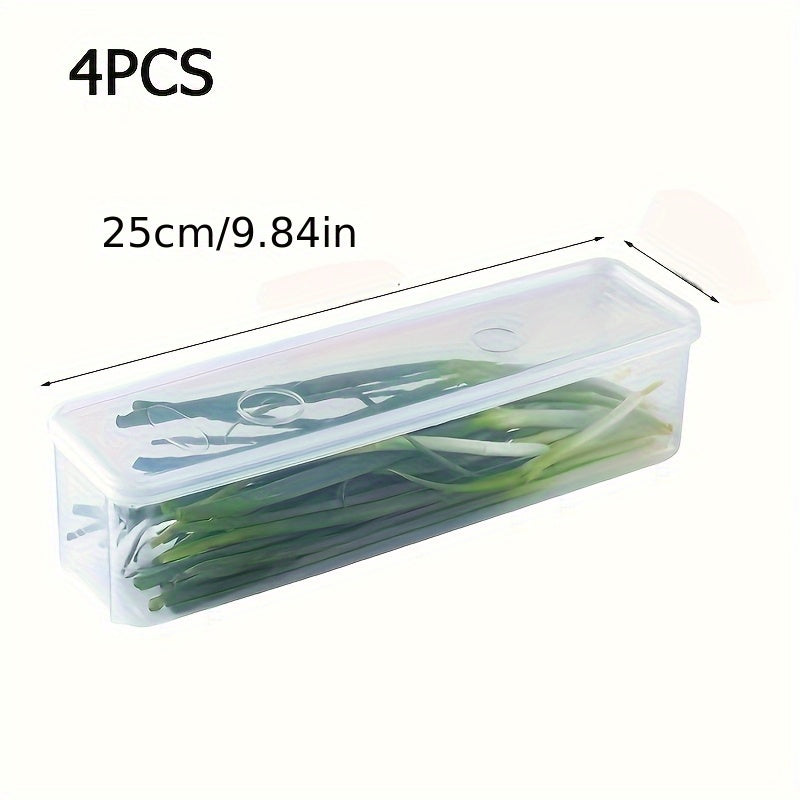 Space-Saving Refrigerator Storage Organizer – easy-access fridge organization, 4-Pack Bpa-Free Plastic Food Storage Containers with Lids Reusable Rectangular Refrigerator Organizer for Onions, designed for American homes, daily convenience and practi