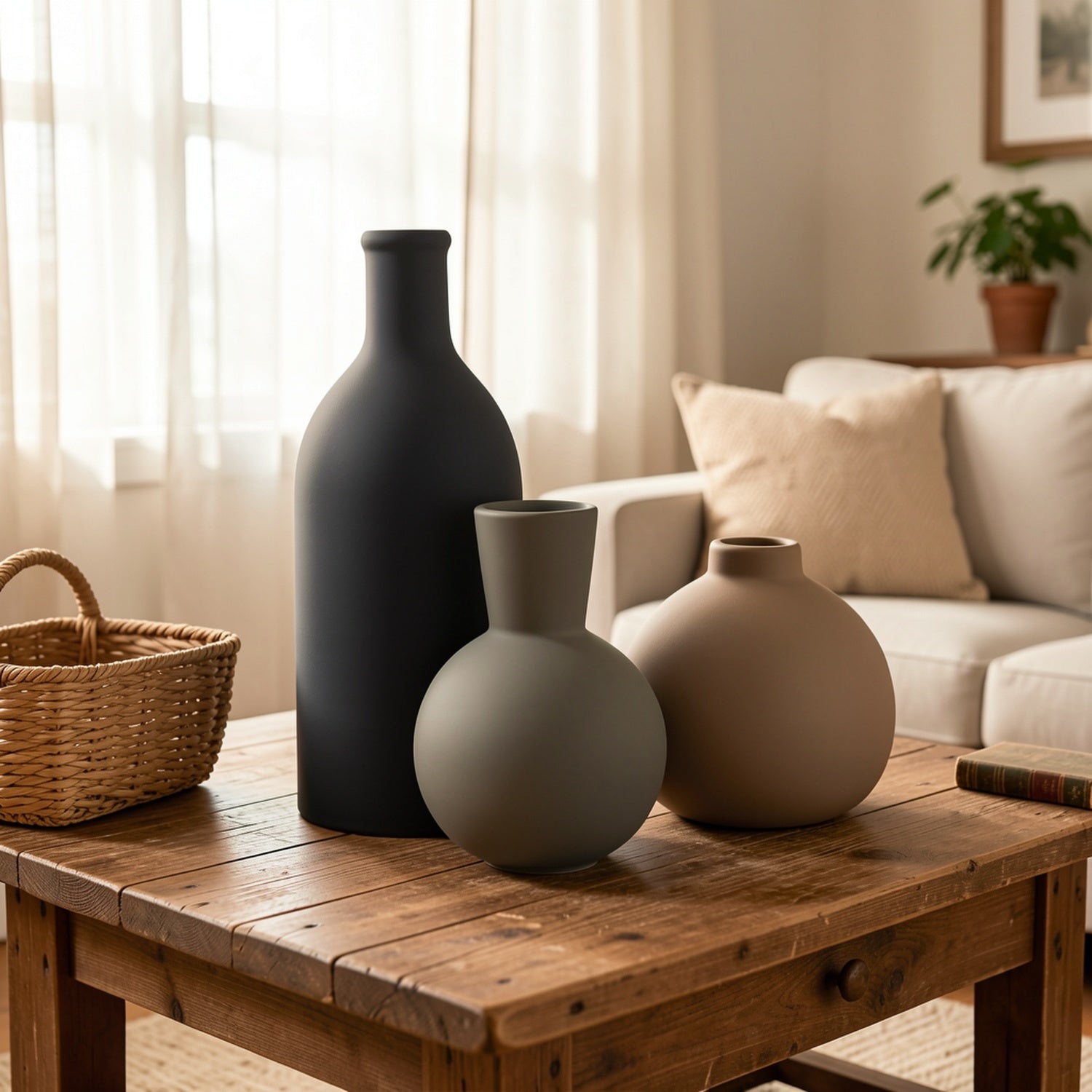 Heavy-Duty Ceramic Flower Vase – tabletop floral display and modern home decor, Ceramic Vase Set of 3 Vases Home Decor Rustic Farmhouse Decor Pottery, designed for American homes and practical gifting