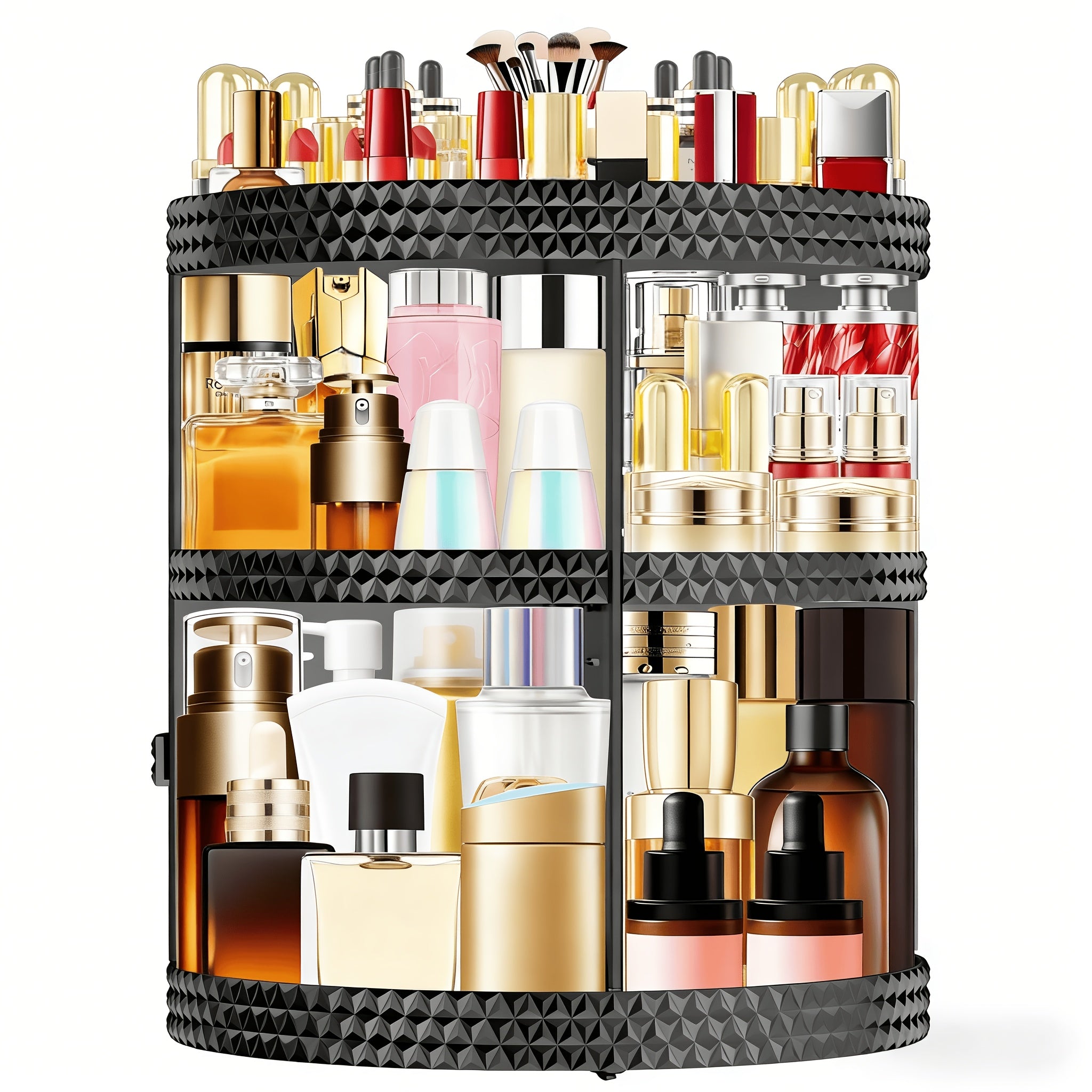 Smart Stackable Home Storage Bins – portable space-saving storage, 360 Degree Rotating Makeup Stand Large Capacity Makeup Product Storage Box 7 Adjustable Layers, designed for American homes, daily convenience and practical gifting