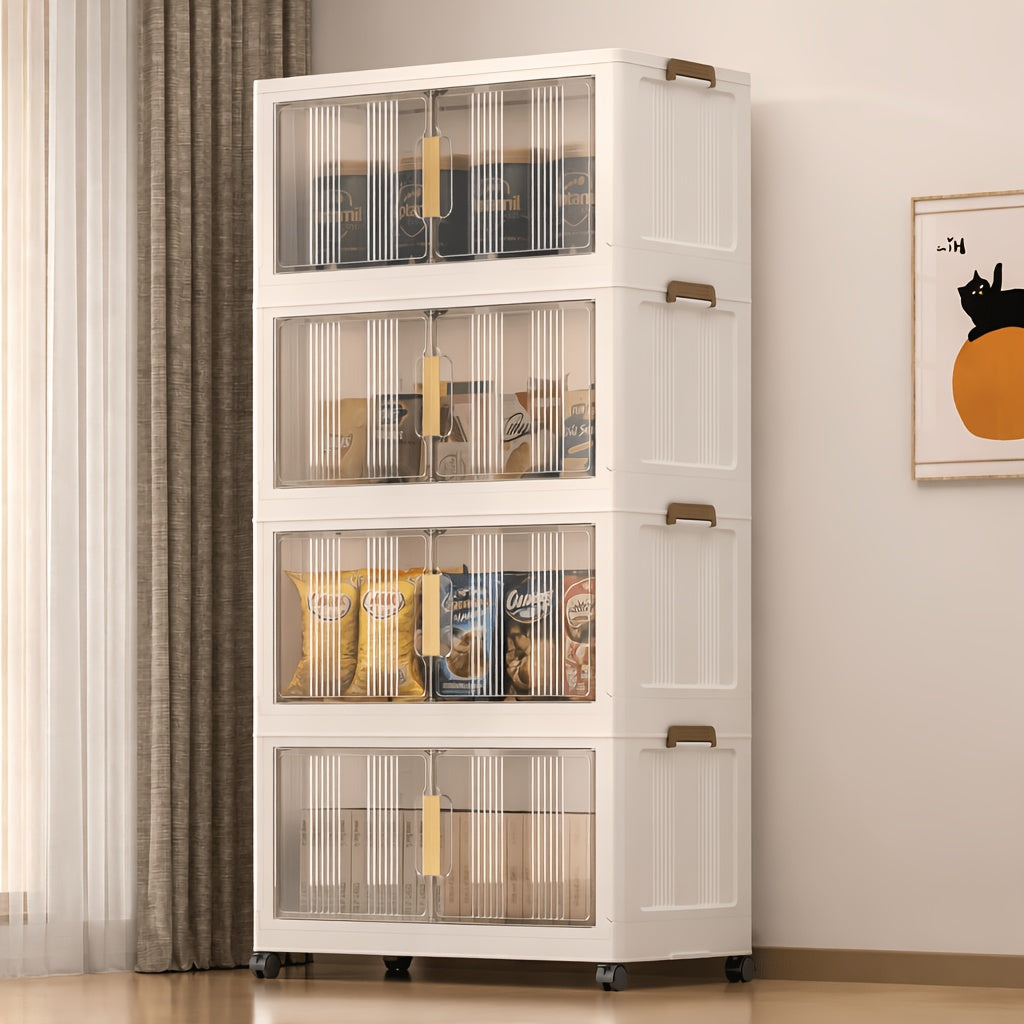 Premium Stackable Home Storage Bins – portable space-saving storage, 3 4 5-Tier Extra Large Folding Storage Cabinet - Plastic Storage Bins with Lids, designed for American homes, daily convenience and practical gifting