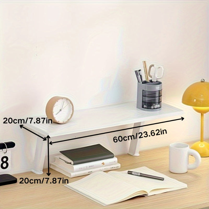 Home Living Essential – 1pc White Wooden Floating Desk Shelf - Rectangular No-Drill Countertop