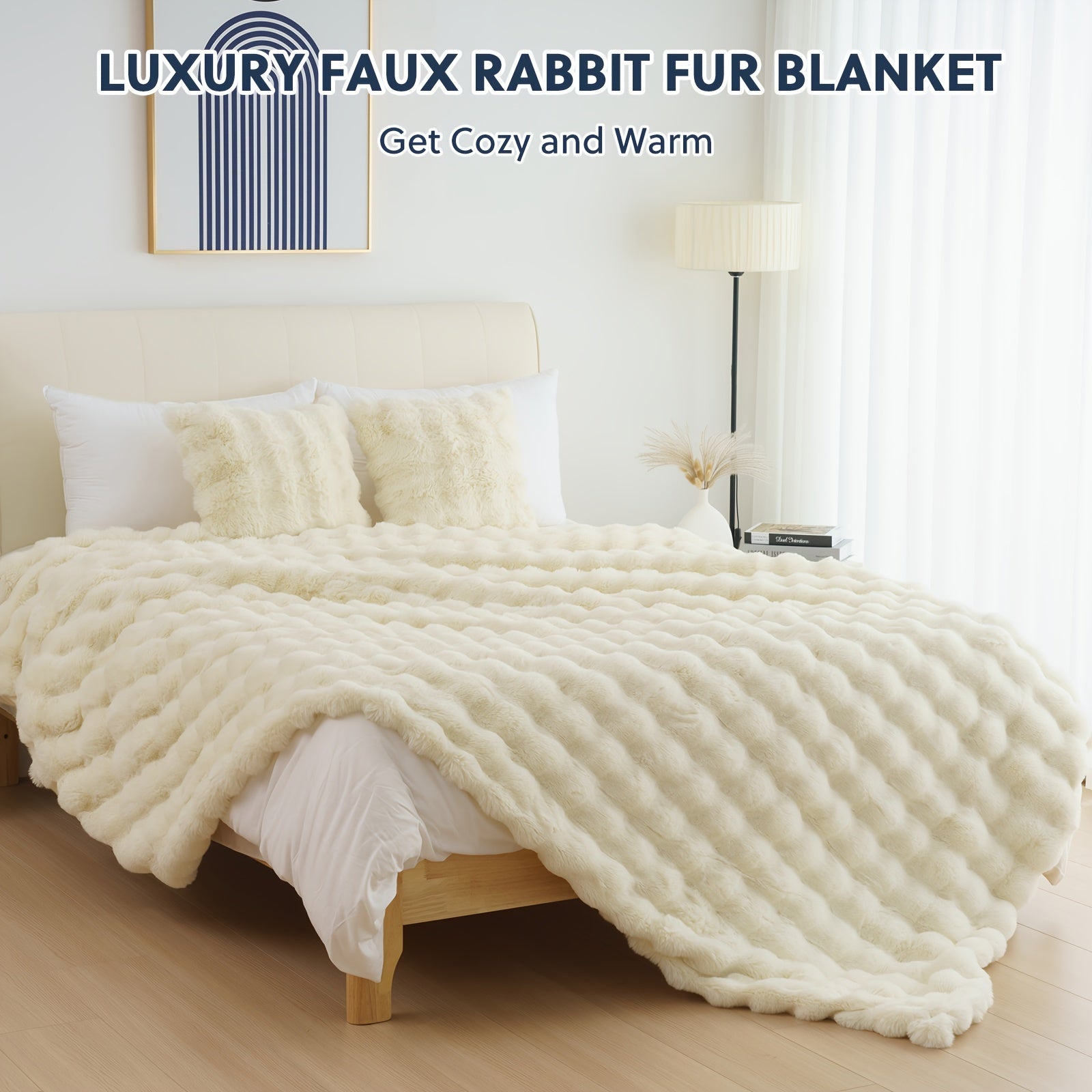 Throw Blanket – 1pc Orhopui Faux Rabbit Fleece Blanket, Soft Warm Throw Blanket, For Bedroom Guest