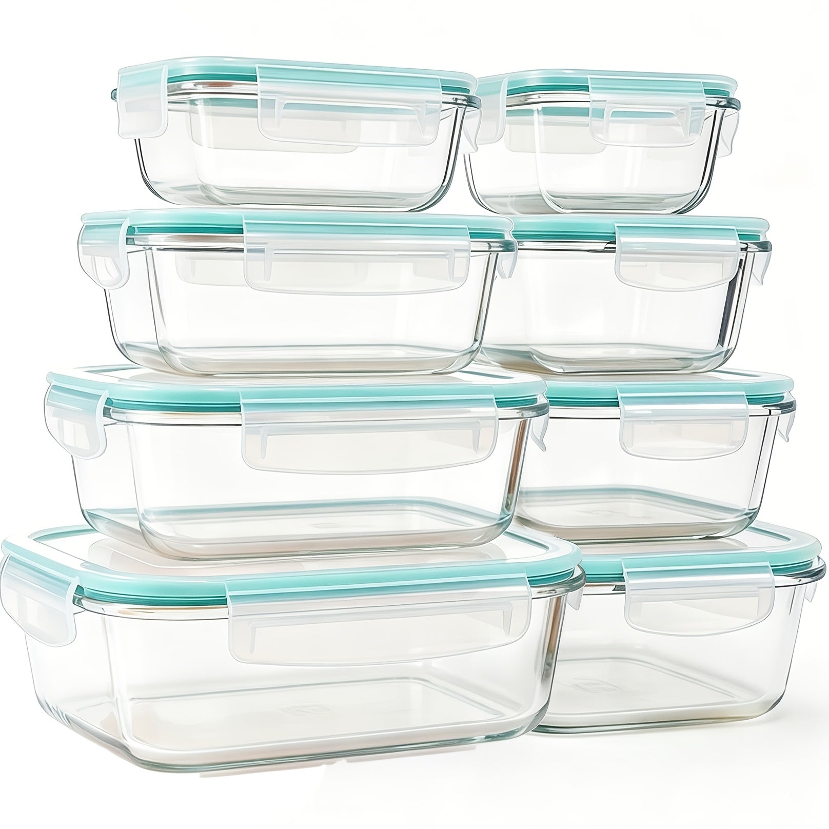 16pcs Glass Food Storage Set-perfect For Meal Prep And Kitchen Organization. Leak-proof, Airtight Glass Lunch Boxes (8 Containers + 8 Lids) Suitable For Use In The Microwave, Oven, Refrigerator, And Dishwasher. Ideal For Office Lunches.