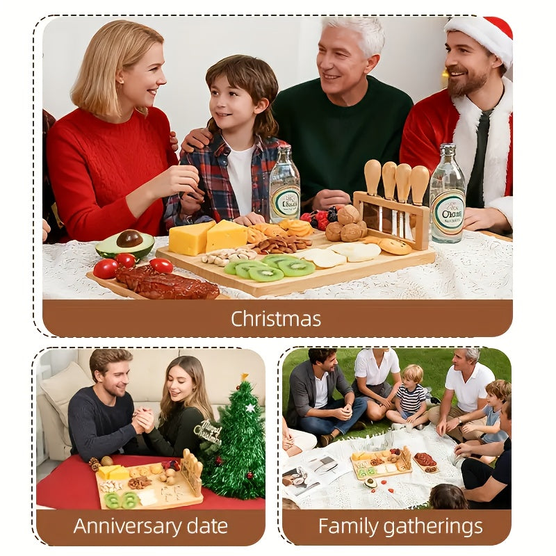 Compact Bamboo Cutting Board Set – durable food prep and serving, A Cheese Platter Innovative Cheese Board And Cutlery Set Made from Wood Perfect for, designed for American homes, daily convenience and practical gifting