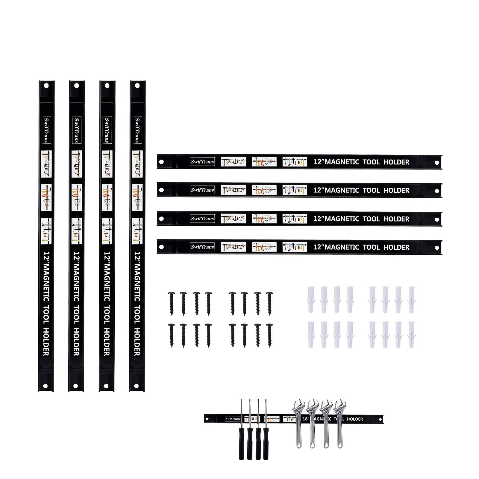 Smart 8pcs Adjustable Home Storage Rack – durable multi-purpose storage, 18-Inch Magnetic Tool Bar 8pcs Set Heavy-Duty Metal Tool Magnetic Strip Suitable for Garage, designed for American homes, daily convenience and practical gifting