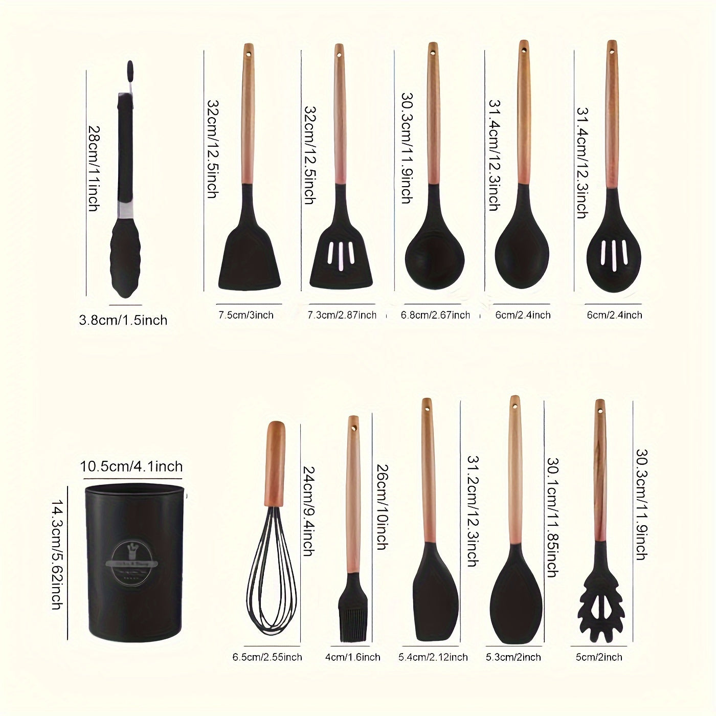 Easy-Access 12pcs Kitchen Baking Dish Set – oven-ready cooking and serving, 12pcs Silicone Kitchen Utensil Set with Wooden Handles - Non-Stick High Heat Resistant Easy, designed for American homes, daily convenience and practical gifting
